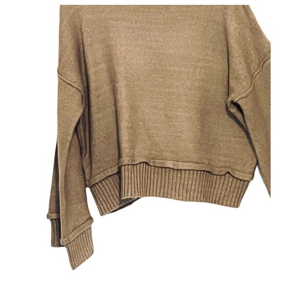 DOUBLE ZERO Womens Pullover Sweater Size L Beige Long Sleeve Crew Neck Relaxed - Picture 7 of 9